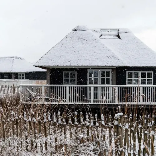 Hvidbjerg Strand Camping Resort Fiskerhus Udsigt Vinter Siv