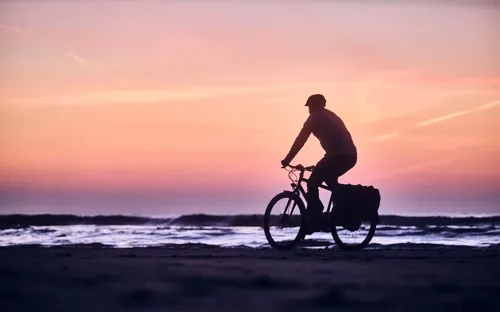 Hvidbjerg Strand Camping Resort Mountainbike Solnedgang